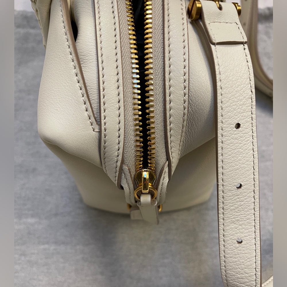 Meltier Cream Leather Satchel with Braided Top Handles - Picture 11 of 16